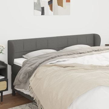 Vidaxl vidaXL Vzglavje s krilci temno sivo 163x23x78/88 cm blago