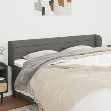 Vidaxl vidaXL Vzglavje s krilci temno sivo 203x23x78/88 cm blago