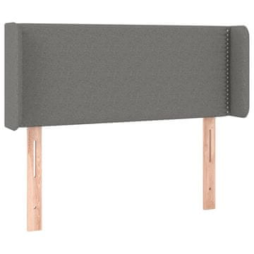 Vidaxl Vzglavje z ušesi temno sivo 93x16x78/88 cm blago