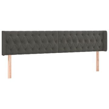 Vidaxl Vzglavje z ušesi temno sivo 183x16x78/88 cm žamet