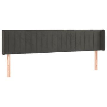 Vidaxl Vzglavje z ušesi temno sivo 183x16x78/88 cm žamet