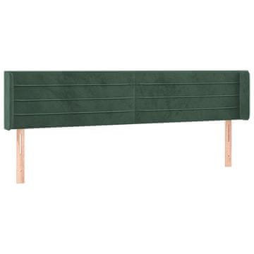 Vidaxl Vzglavje z ušesi temno zeleno 163x16x78/88 cm žamet