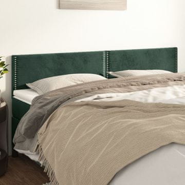 Vidaxl vidaXL Vzglavja za posteljo, komplet 2 kosov, temno zelena, 100x5x78/88 cm, žamet