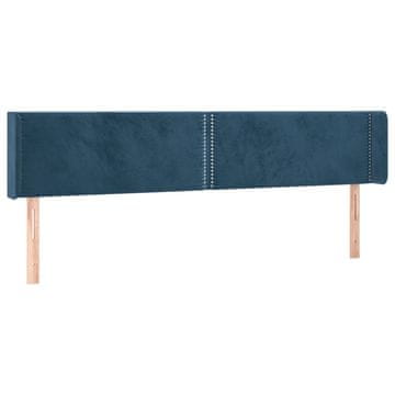 Vidaxl Vzglavje z ušesi temno modro 203x16x78/88 cm žamet