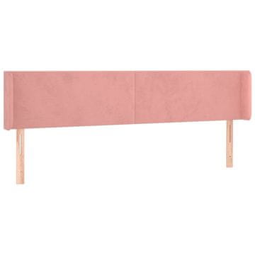 Vidaxl Vzglavje z ušesi roza 183x16x78/88 cm žamet