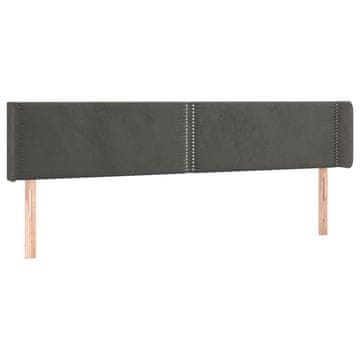 Vidaxl Vzglavje z ušesi temno sivo 183x16x78/88 cm žamet