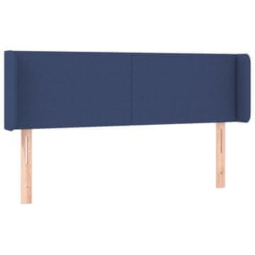 Vidaxl Vzglavje z ušesi modro 147x16x78/88 cm blago