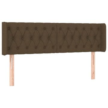 Vidaxl Vzglavje z ušesi temno rjavo 147x16x78/88 cm blago