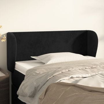 Vidaxl vidaXL Vzglavnik s krilci, črn 103x23x78/88 cm, žamet