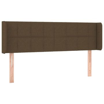 Vidaxl Vzglavje z ušesi temno rjavo 147x16x78/88 cm blago