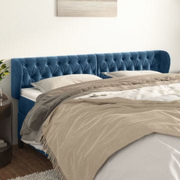 Vidaxl vidaXL Vzglavnik s krilci temno moder 203x23x78/88 cm žamet