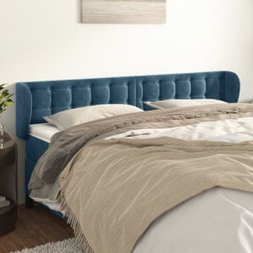 Vidaxl vidaXL Vzglavnik s krilci temno moder 183x23x78/88 cm žamet