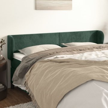 Vidaxl vidaXL Vzglavje s krilci temno zeleno 203x23x78/88 cm žamet