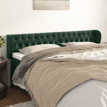 Vidaxl vidaXL Vzglavje s krilci temno zeleno 203x23x78/88 cm žamet