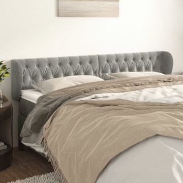 Vidaxl vidaXL Vzglavje s krilci svetlo sivo 203x23x78/88 cm žamet