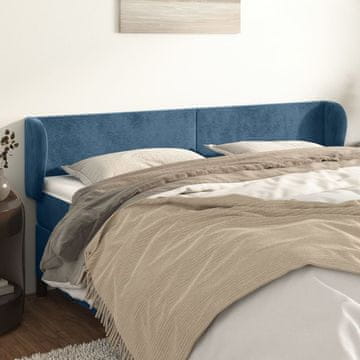 Vidaxl vidaXL Vzglavnik s krilci temno moder 163x23x78/88 cm žamet