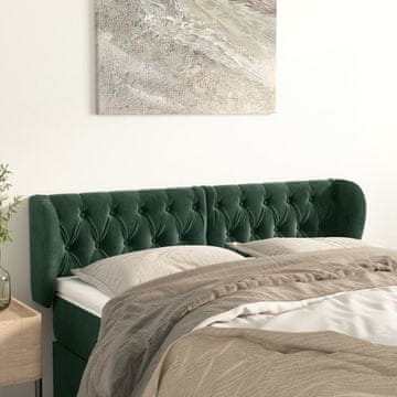 Vidaxl vidaXL Vzglavje s krilci temno zeleno 147x23x78/88 cm žamet