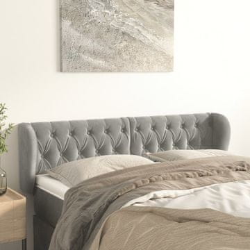 Vidaxl vidaXL Vzglavje s krilci svetlo sivo 147x23x78/88 cm žamet