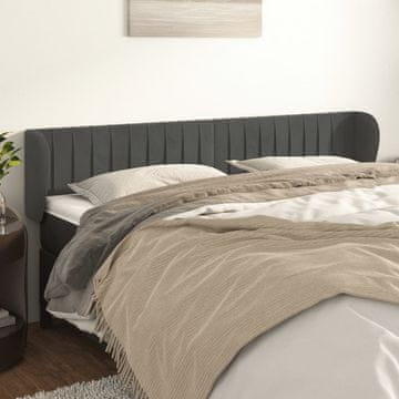Vidaxl vidaXL Vzglavje s krilci temno sivo 203x23x78/88 cm žamet