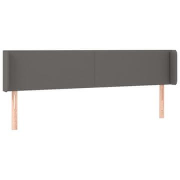 Vidaxl Vzglavje z ušesi sivo 183x16x78/88 cm umetno usnje