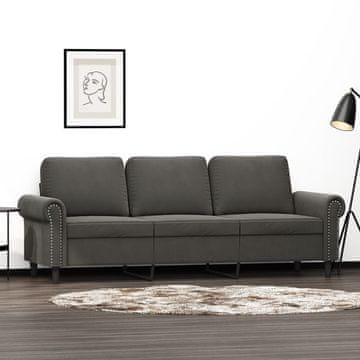 Vidaxl Trosed temno siv 180 cm žamet