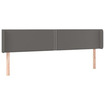 Vidaxl Vzglavje z ušesi sivo 203x16x78/88 cm umetno usnje