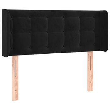 Vidaxl Vzglavje z ušesi črno 103x16x78/88 cm žamet