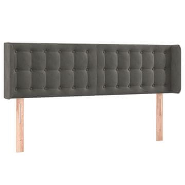Vidaxl Vzglavje z ušesi temno sivo 147x16x78/88 cm žamet