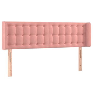 Vidaxl Vzglavje z ušesi roza 147x16x78/88 cm žamet