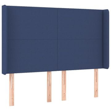 Vidaxl Vzglavje z ušesi modro 147x16x118/128 cm blago