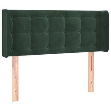 Vidaxl Vzglavje z ušesi temno zeleno 103x16x78/88 cm žamet