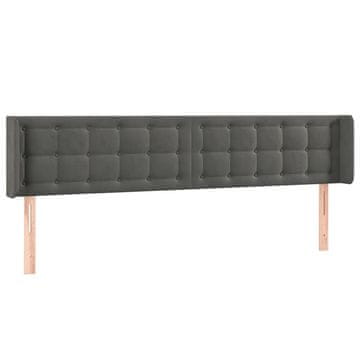 Vidaxl Vzglavje z ušesi temno sivo 163x16x78/88 cm žamet