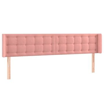Vidaxl Vzglavje z ušesi roza 183x16x78/88 cm žamet