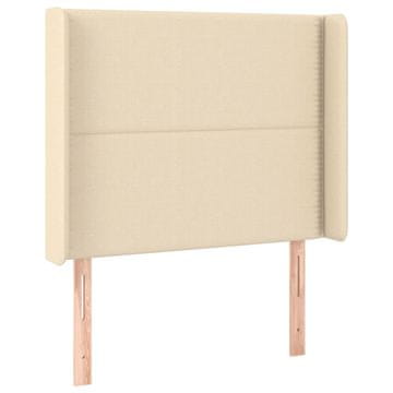 Vidaxl Vzglavje z ušesi krem 103x16x118/128 cm blago