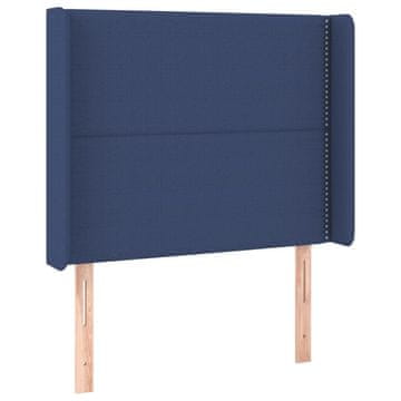 Vidaxl Vzglavje z ušesi modro 103x16x118/128 cm blago