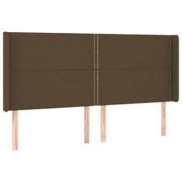 Vidaxl Vzglavje z ušesi temno rjavo 183x16x118/128 cm blago