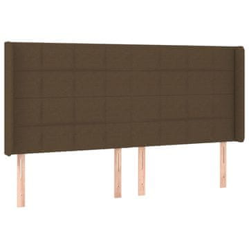 Vidaxl Vzglavje z ušesi temno rjavo 163x16x118/128 cm blago
