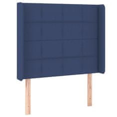Vidaxl Vzglavje z ušesi modro 93x16x118/128 cm blago