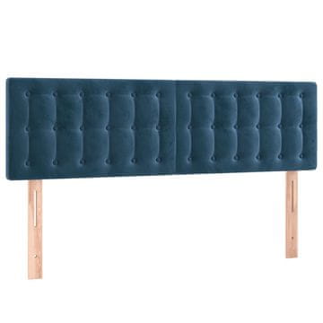 Vidaxl Posteljno vzglavje temno modra 144x5x78/88 cm žamet