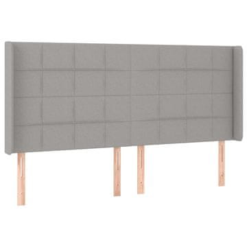 Vidaxl Vzglavje z ušesi svetlo sivo 203x16x118/128 cm blago