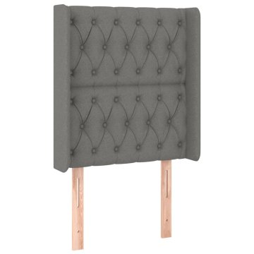 Vidaxl Vzglavje z ušesi temno sivo 83x16x118/128 cm blago