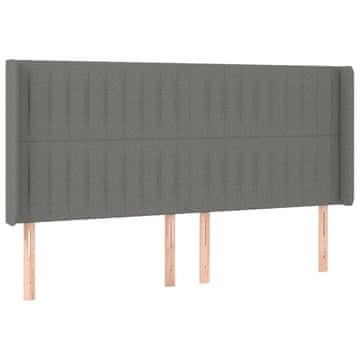 Vidaxl Vzglavje z ušesi temno sivo 203x16x118/128 cm blago
