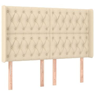 Vidaxl Vzglavje z ušesi krem 147x16x118/128 cm blago