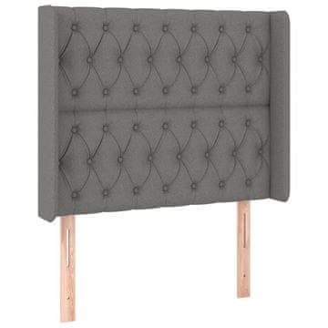 Vidaxl Vzglavje z ušesi temno sivo 93x16x118/128 cm blago