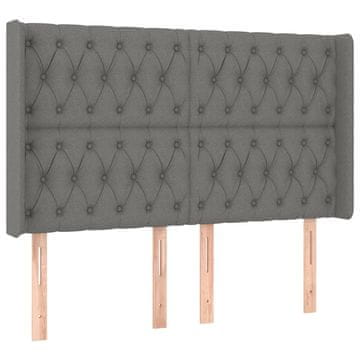 Vidaxl Vzglavje z ušesi temno sivo 163x16x118/128 cm blago