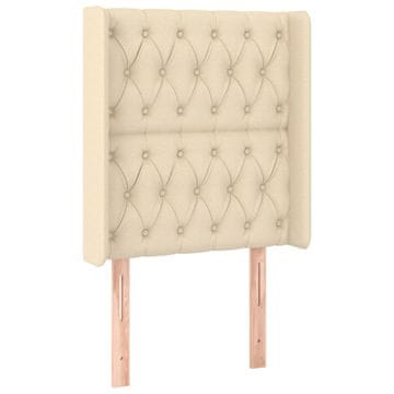 Vidaxl Vzglavje z ušesi krem 83x16x118/128 cm blago