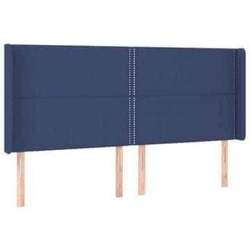Vidaxl Vzglavje z ušesi modro 203x16x118/128 cm blago