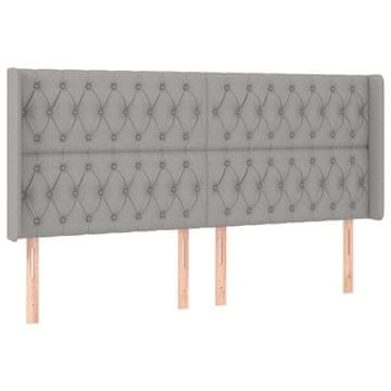 Vidaxl Vzglavje z ušesi svetlo sivo 203x16x118/128 cm blago