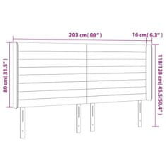 Vidaxl LED posteljno vzglavje temno sivo 203x16x118/128 cm žamet