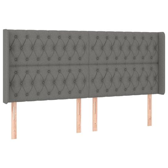 Vidaxl Vzglavje z ušesi temno sivo 183x16x118/128 cm blago